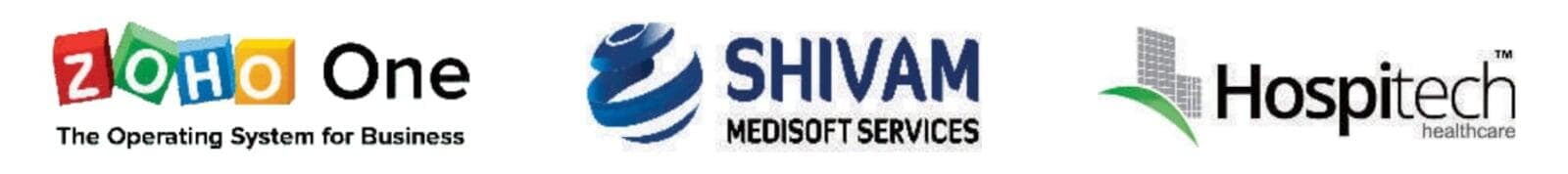 Partners: Zoho One, Shivam Medisoft Services, Hospitech Healthcare